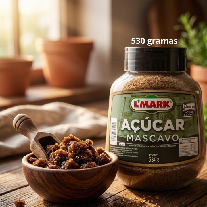 Acucar Mascavo 530g - L'Mark Temperos e Condimentos Artesanais - Fabrica em Palmas TO