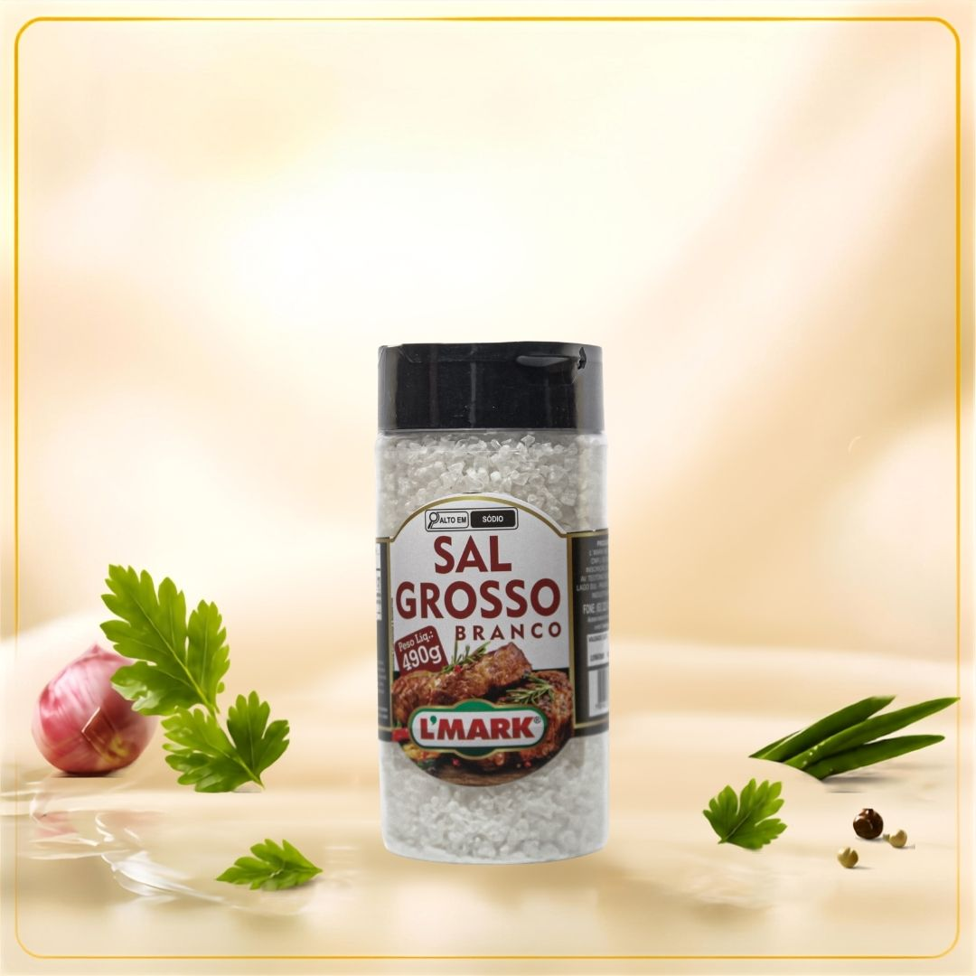 Sal Grosso Branco 490g - L'Mark Temperos e Condimentos Artesanais - Fabrica em Palmas TO